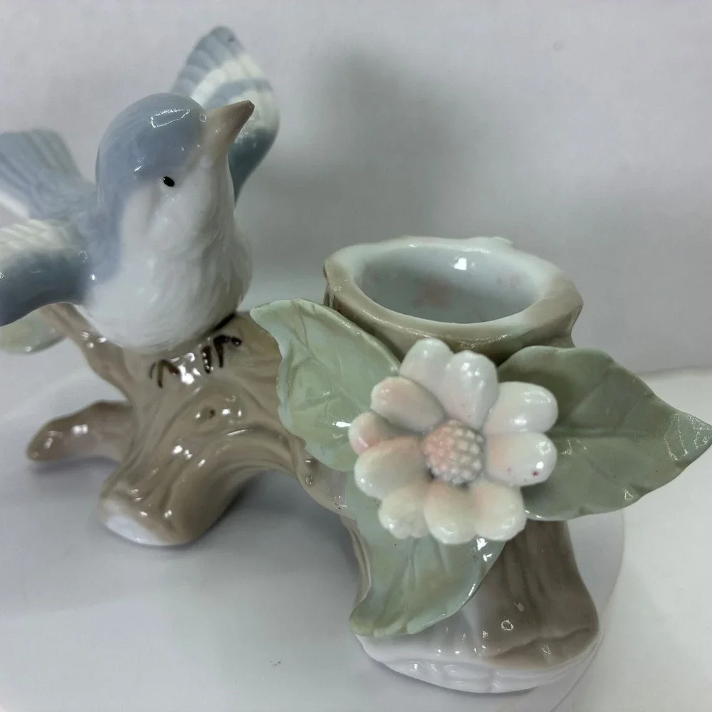 Jamestown China Small Wonders Blue Bird Porcelain Figurine Candle Holder